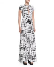 Derek Lam Short-Sleeve Crescent-Print Gown at Last Call